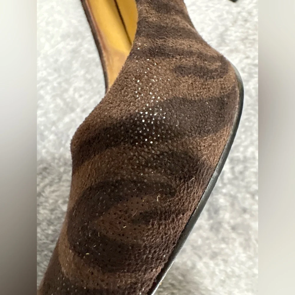 Nine West Brown Black Gwendle Zebra‎ Print Pointed Toe Stiletoo Heels Shoes 8.5